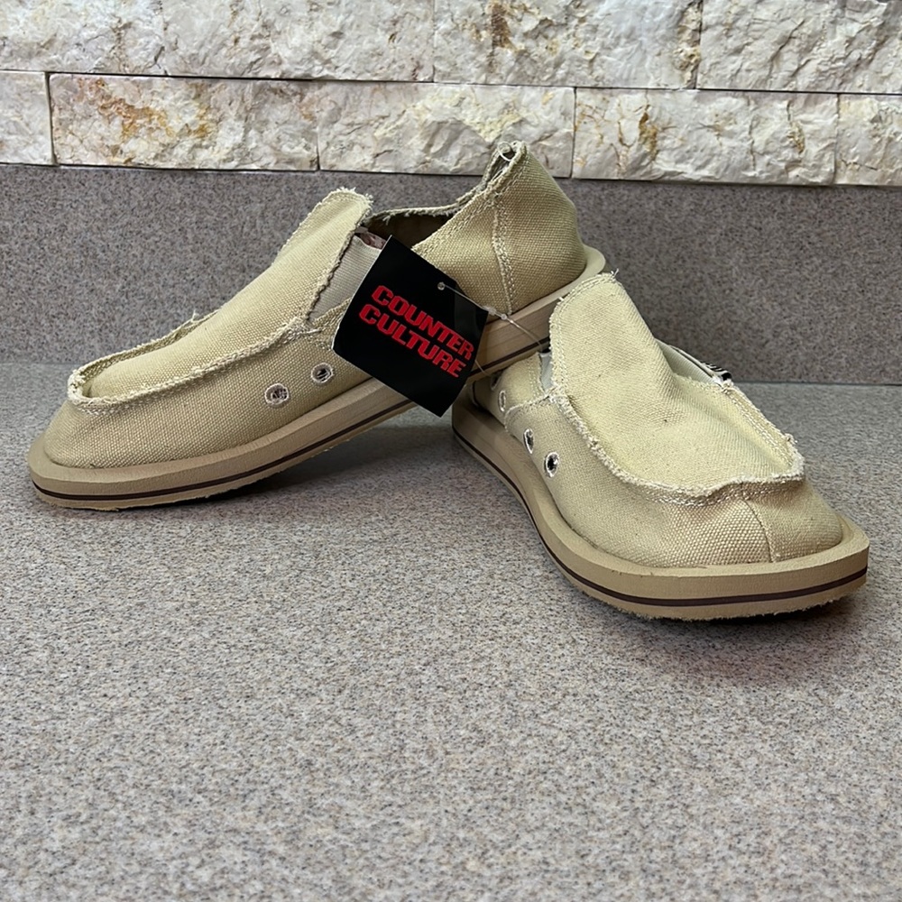 Counter Culture Canvas Surf Unisex slip on shoes Vagabond Khaki beach loafer